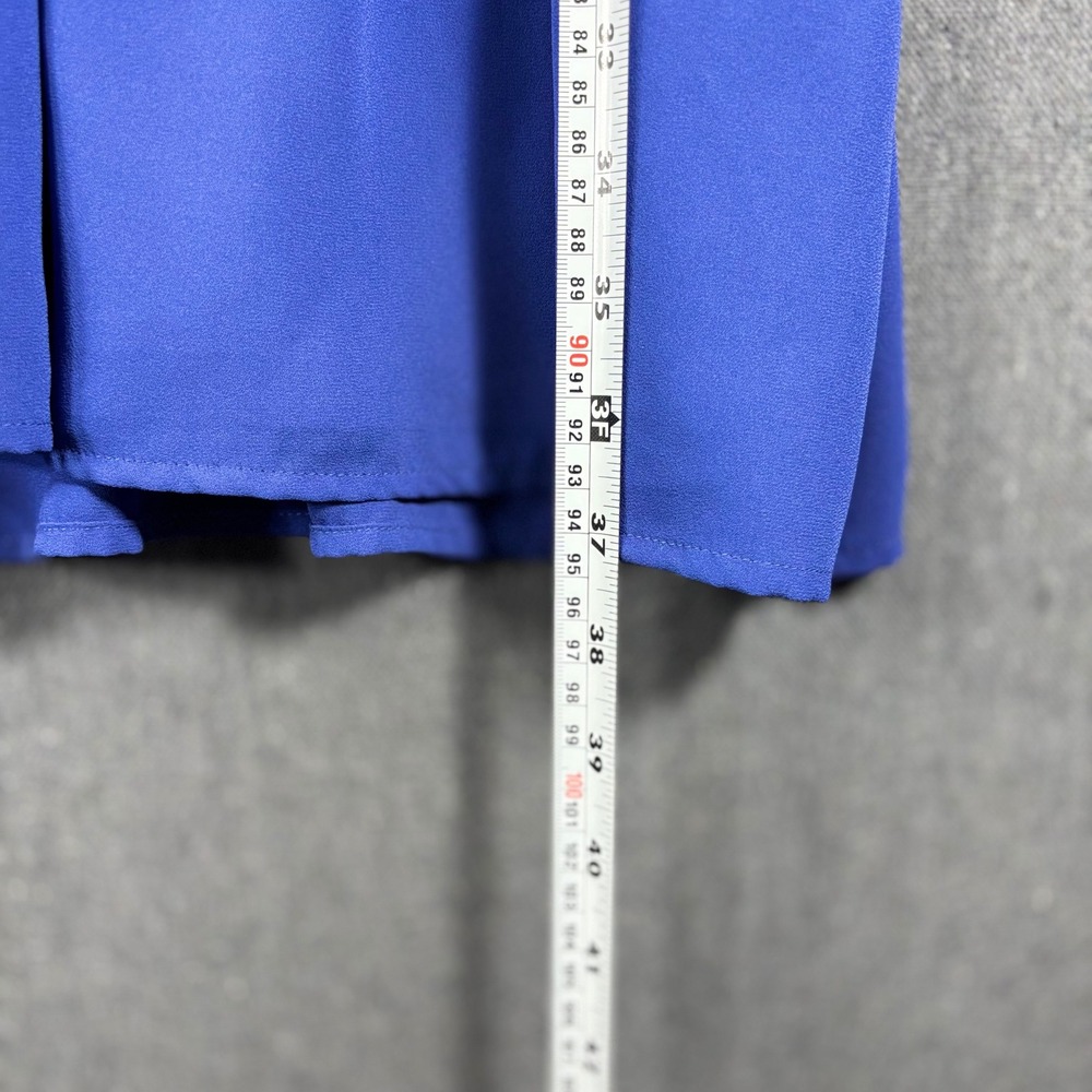 White House Black Market Dress Womens 12 Blue Cold Shoulder Smocked Waist V-Neck - Picture 5 of 6